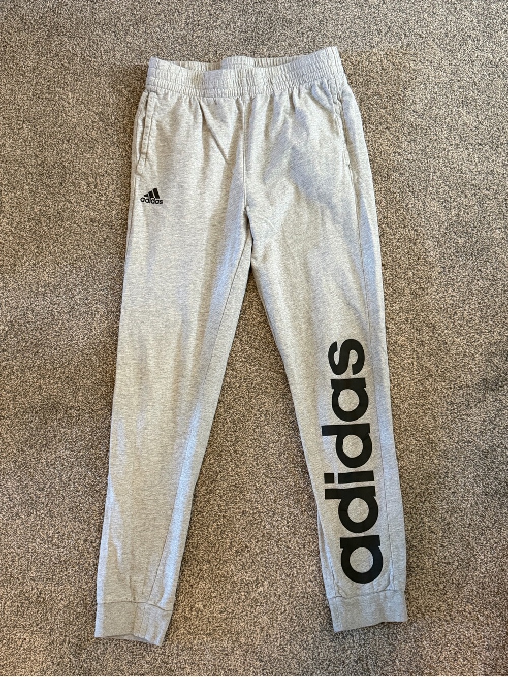 adidas Light Gray Jogger Sweatpants with Black Logo